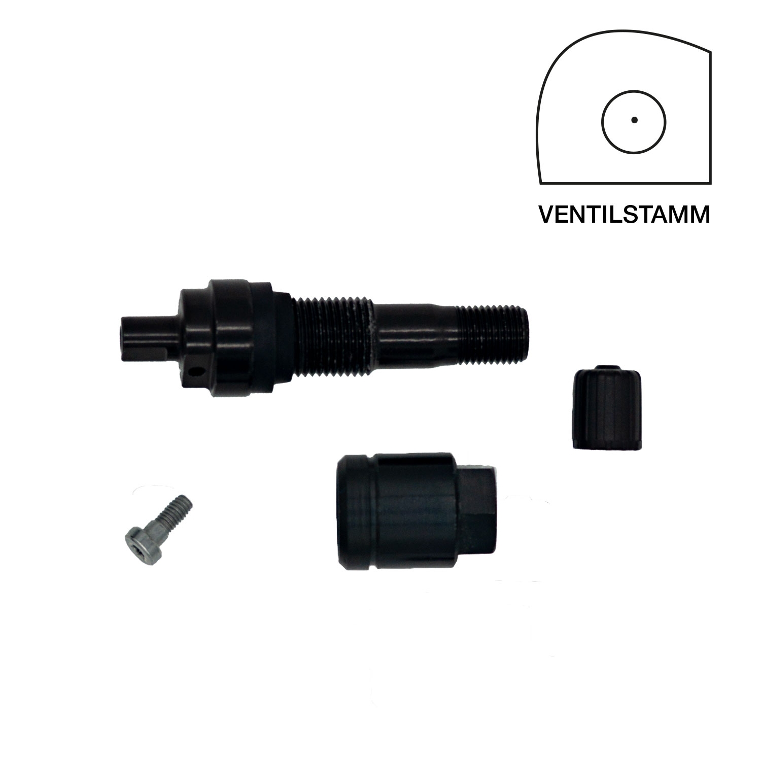 Clamp-In Alu Ventil für Schrader EZ 2.0/FARADAY Schwarz - 1 Stück