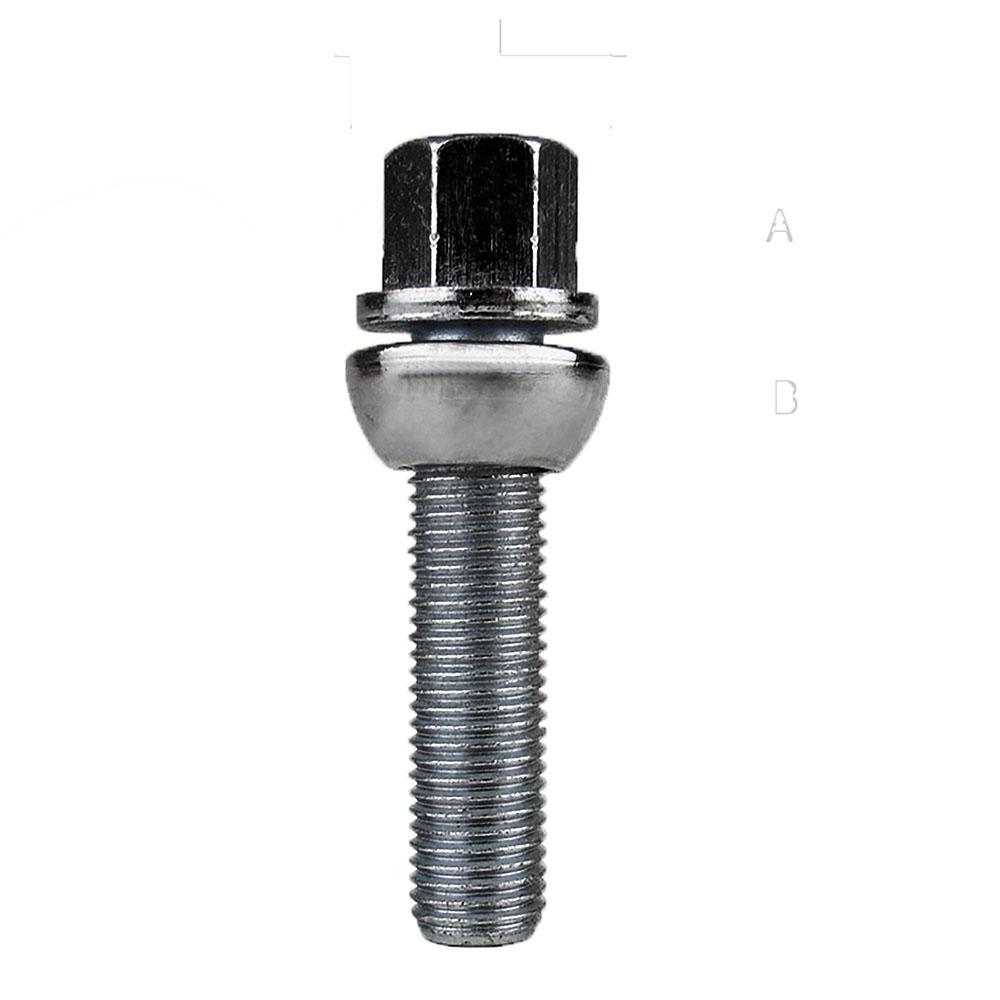 Radschraube  silber M14 x 1.50 x 34/64 mm mit beweglichem Kugelbund R14