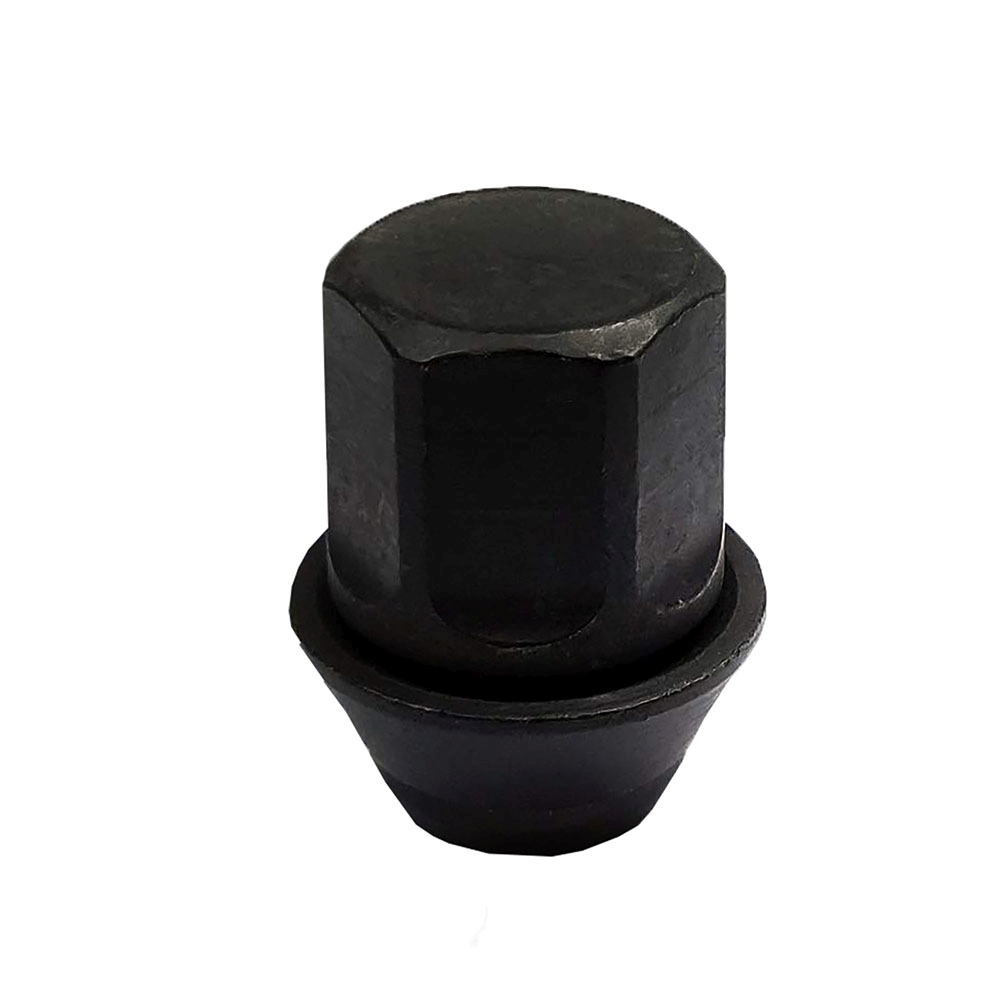 Radmutter schwarz M12 x 1.50 x 28,5 mm mit Kegelbund 60° rotierend geschlossen schwarz